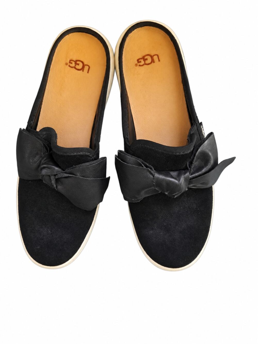 Title: UGG Women’s Black Bow SlipOn Mule Sneakers Size 8 Suede-Like Casual Shoes